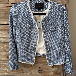 NWT Chanel-style Banana Republic Blue and White gorgeous cropped jacket S